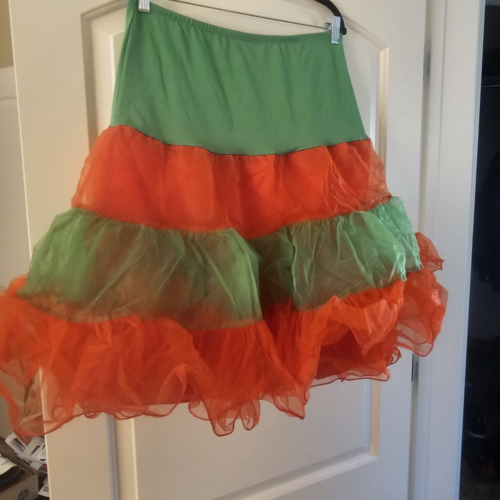 Vibrant Green and Orange Layered Petticoat